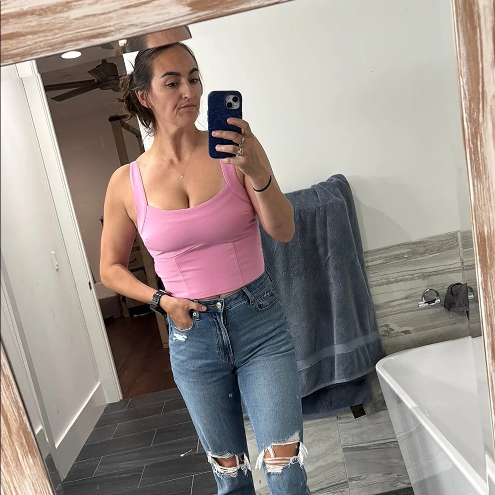 Abercrombie & Fitch Tailored Bustier Top in Bubblegum - Picture 2 of 6